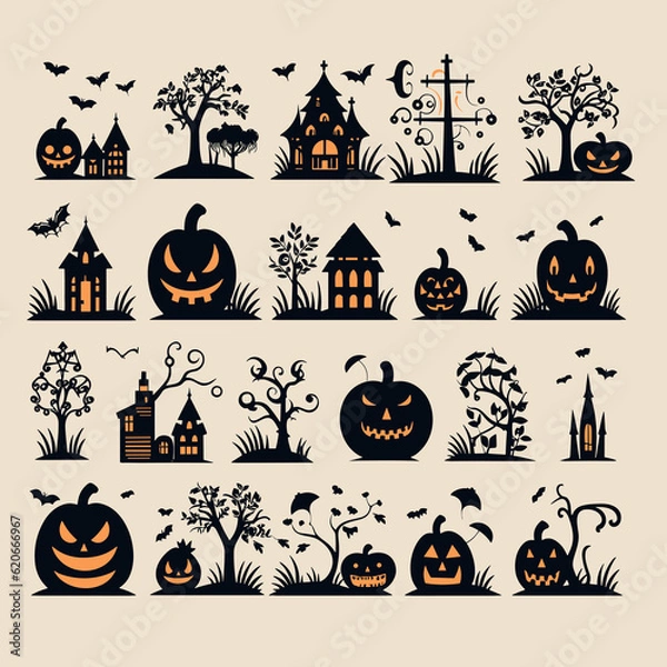 Fototapeta helloween set vector illustration collection design halloween