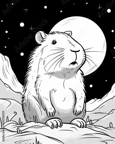 Obraz Capybara Coloring Book Page Generative AI