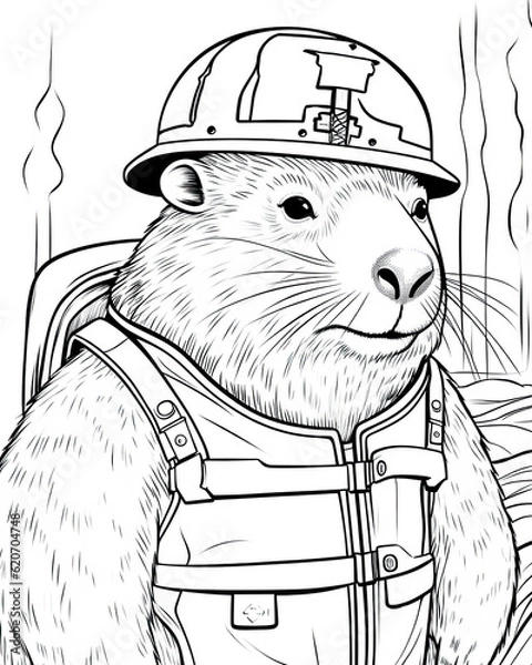 Obraz Capybara Coloring Book Page Generative AI