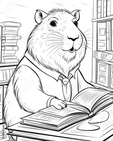 Obraz Capybara Coloring Book Page Generative AI