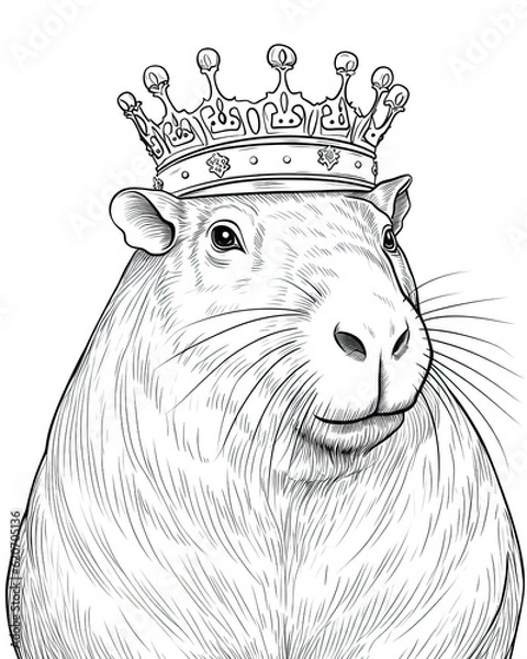 Obraz Capybara Coloring Book Page Generative AI