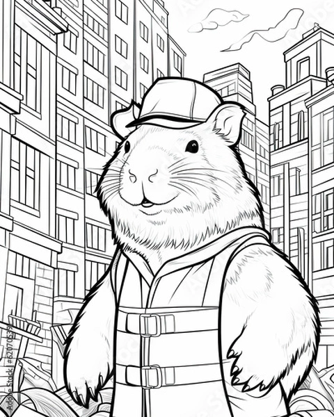 Obraz Capybara Coloring Book Page Generative AI