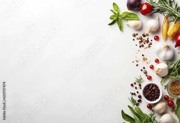 Obraz Cooking ingredient white table background