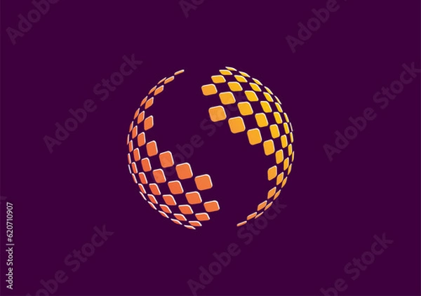Fototapeta Dynamic and futuristic logo symbol capturing the essence of Globe Technology and data innovation