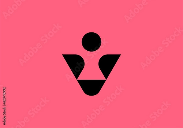 Fototapeta sophisticated monogram logo featuring the letter V, elegantly intertwined with a woman logo symbol