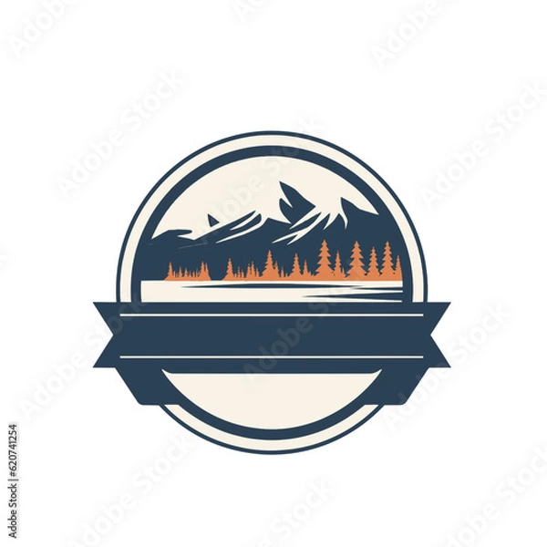 Obraz Mountain Vector Logo White Orange Blue