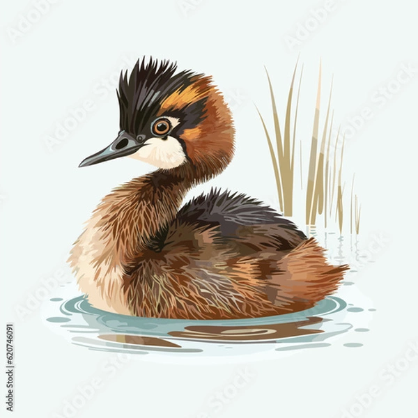 Obraz vector cute grebe cartoon style