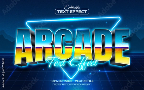 Fototapeta Arcade retro style text effect editable