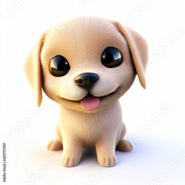 Fototapeta Digital Pup Delight: A 3D Canine Creation, Generative AI