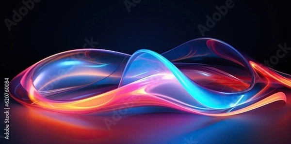 Fototapeta the images of colorful light lines moving over black background