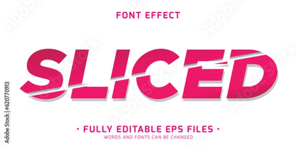Fototapeta Sliced text effect. Editable font effect