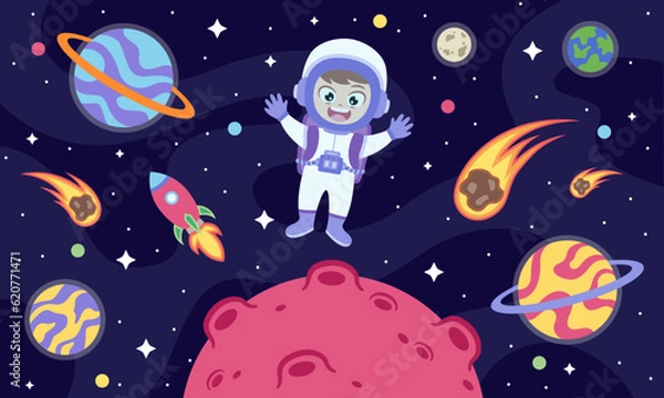 Obraz Vector hand drawn colorful space background