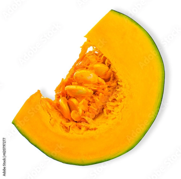Obraz Slice pumpkin isolated on transparent background, PNG image