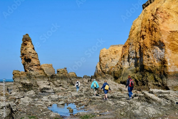 Fototapeta Rando dans l'estran à Penestin