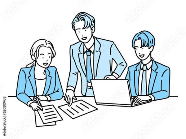 Obraz チームで会議をするビジネスマン