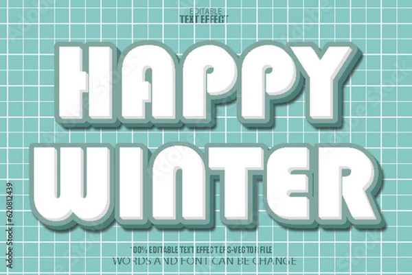 Obraz Happy Winter Editable Text Effect 3D Cartoon Style