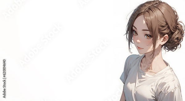 Fototapeta まとめ髪の女性のイラスト