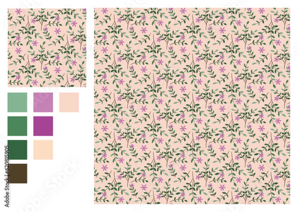 Fototapeta Seamless Flower pattern Vector Image. Fashion Illustration -Illustrator CC