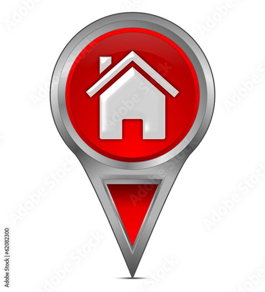 Obraz Pin Pointer mit Home Symbol