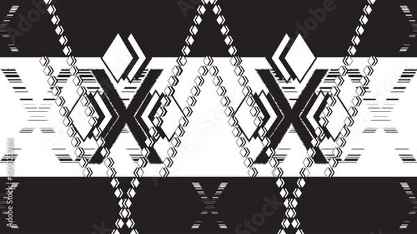 Fototapeta black and white pattern decorations vector black and white wallpaper background luxury texture Design for Ethnic, carpet,wallpaper,wrapping,Batik,background,fabric,clothing, Vector AI