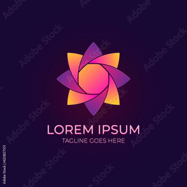 Fototapeta gradient flower logo design.wordmark logo