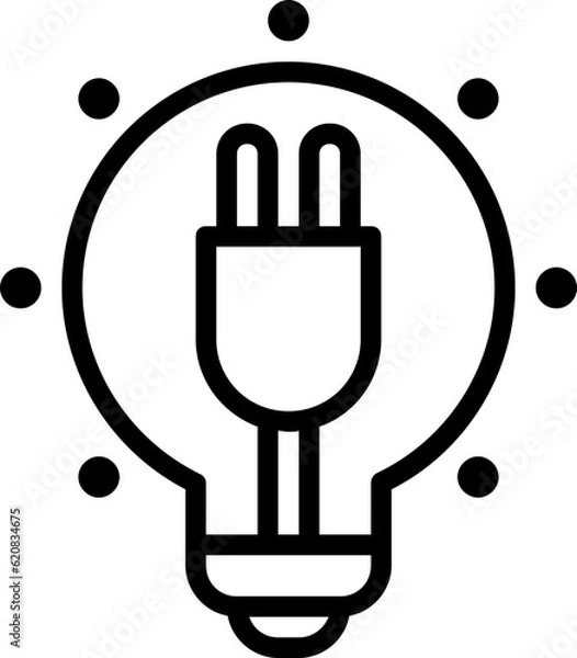 Fototapeta Lightbulb line icon, Lightbulb icon simple cartoon style.