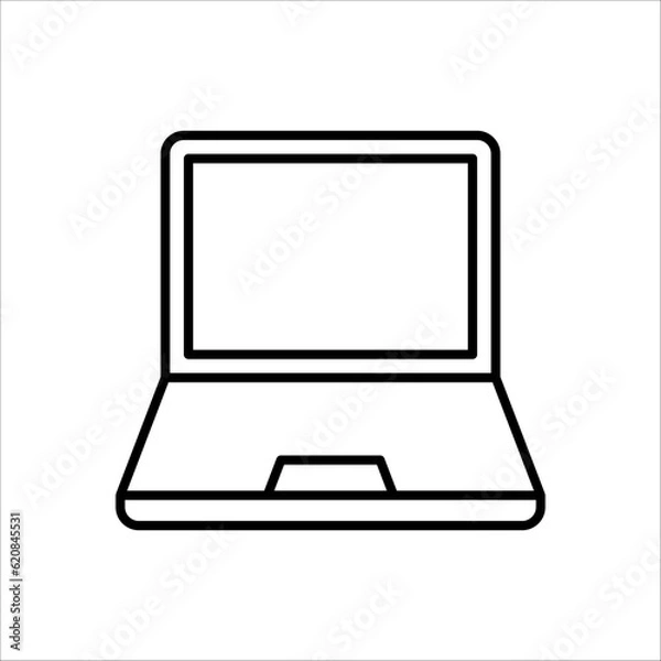 Obraz Laptop with pointer or cursor icon isolated on white background