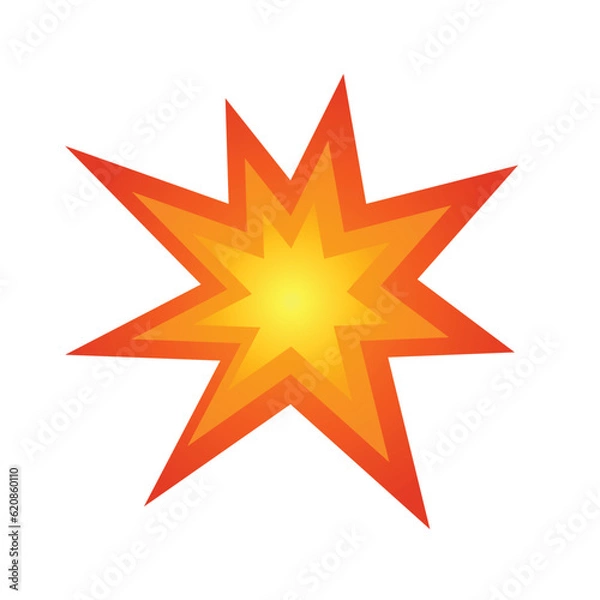 Fototapeta Boom burst star vector icon isolated on white background. Comic cartoon element.
