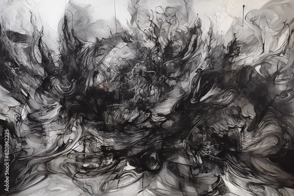 Fototapeta Million Shades of Charcoal Lines, Ideal for Graphic Design, Artistic Concepts, and Modern Visual Representations. Generative AI