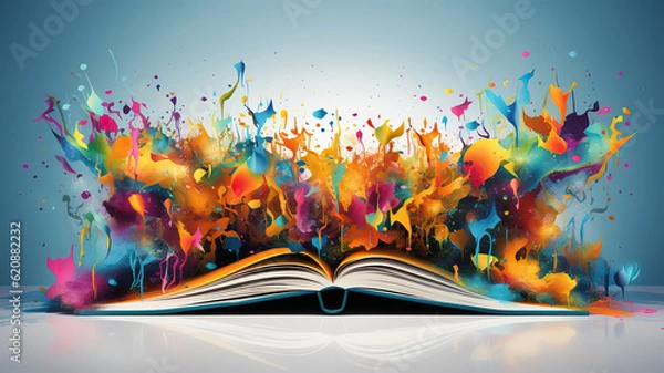 Fototapeta Open book with abstract shapes. Generative Ai