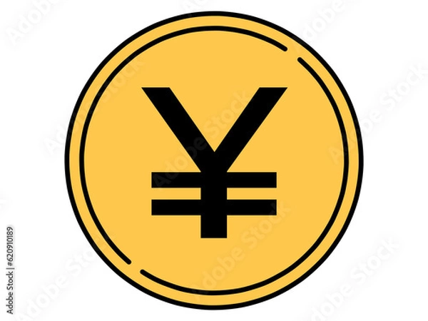 Fototapeta シンプルな￥マークコインのイラスト素材