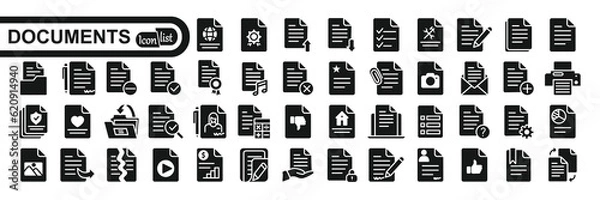 Fototapeta Document   icon set. Documents symbol collection. Different documents icons vector illustration