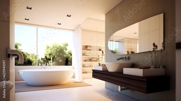 Fototapeta Modern bathroom, generative AI