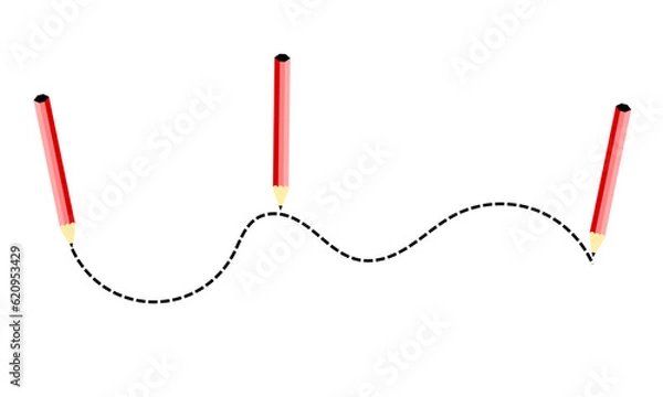 Fototapeta pencil drawing a graph. pencil with eraser. back to school