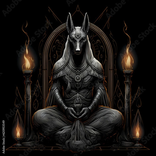 Obraz anubis head  tattoo illustration