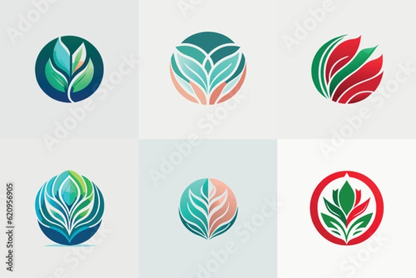 Fototapeta set of leaf logo