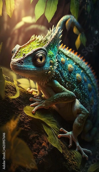 Obraz iguana on a tree