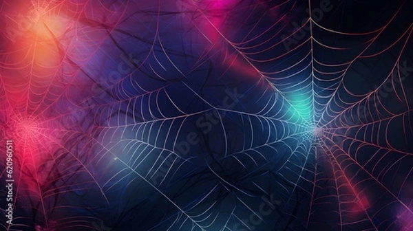 Fototapeta Spider web purple and blue background generated with ai
