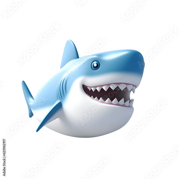 Fototapeta 3d render of shark object on isolated transparent background