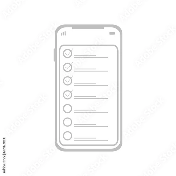 Obraz icon task management todo check list with mobile phone, check list on mobile, tick correct sign mark for document approve, check box icon with correct, take an assessment, questionnaire, evaluation