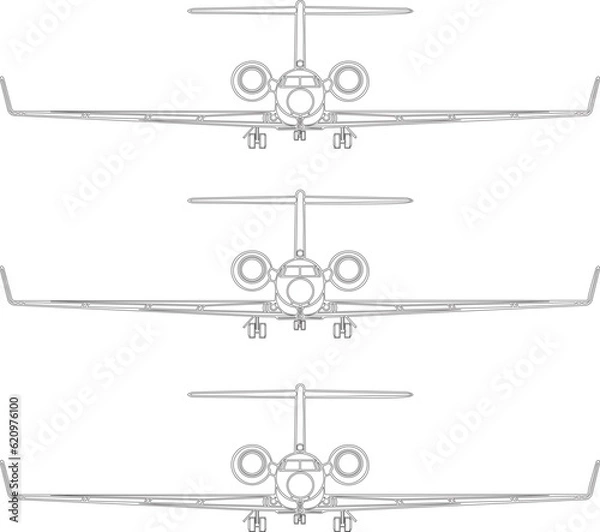 Fototapeta Front View of  the Aircraft Gulfstream V Vector