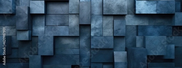 Fototapeta concrete wall in blue and black background Generative Ai