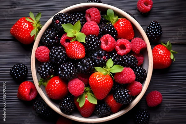 Obraz strawberries and blueberries