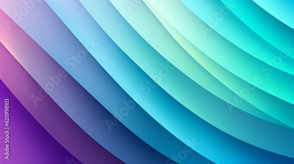 Fototapeta Mint Lilac wave stripes. Bright Colorful background. Generative Ai