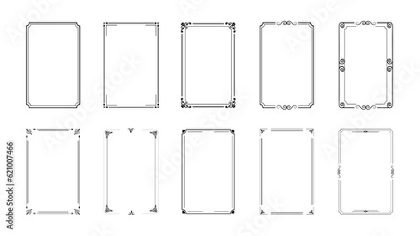 Fototapeta Decorative frame set. Vector vintage frames on white background. Wedding design elements. Decorated borders