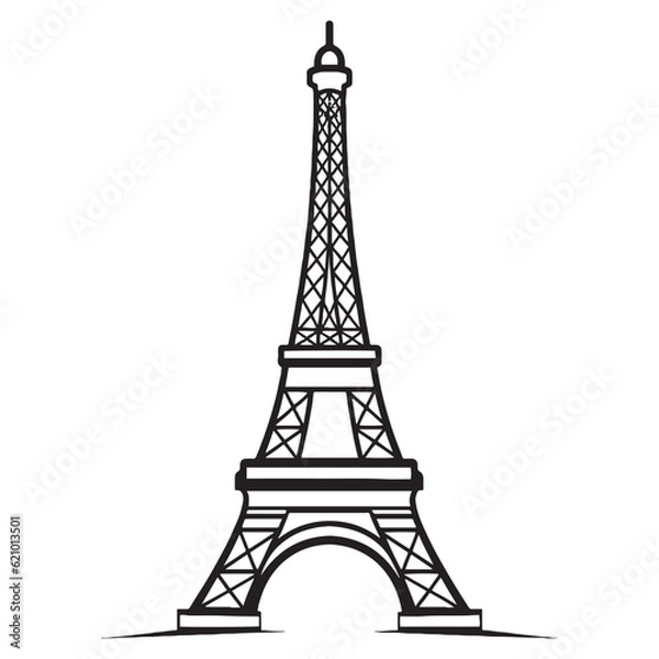 Fototapeta Eiffel tower isolated vector illustration, easy to edit and modify.