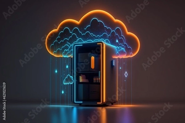 Obraz cloud computing, technology, internet, network, data, server, storage, virtualization, scalability, flexibility, reliability, security, software, hardware, infrastructure, platform, service, backup