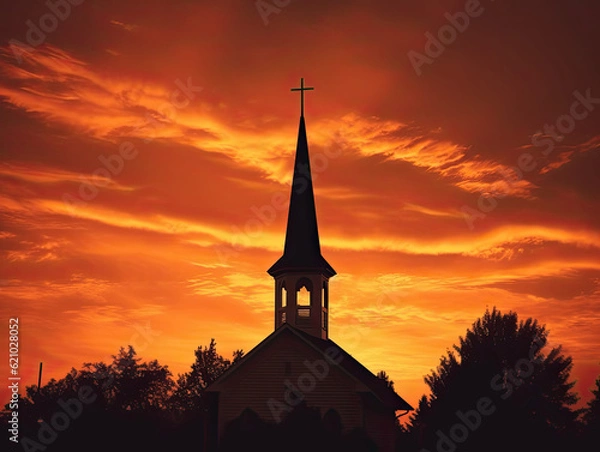 Obraz Church Steeple at Sunset