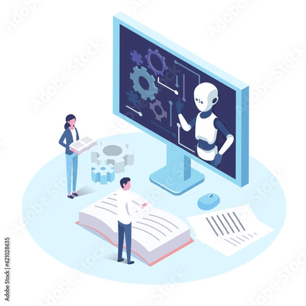 Fototapeta isometric illustrarion of robotic artificial intelligence technology 