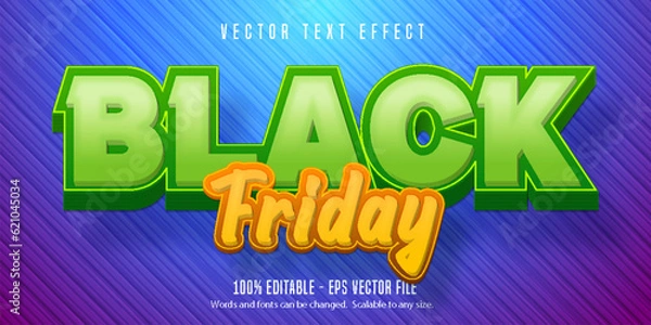 Fototapeta Black Friday text, cartoon style editable text effect